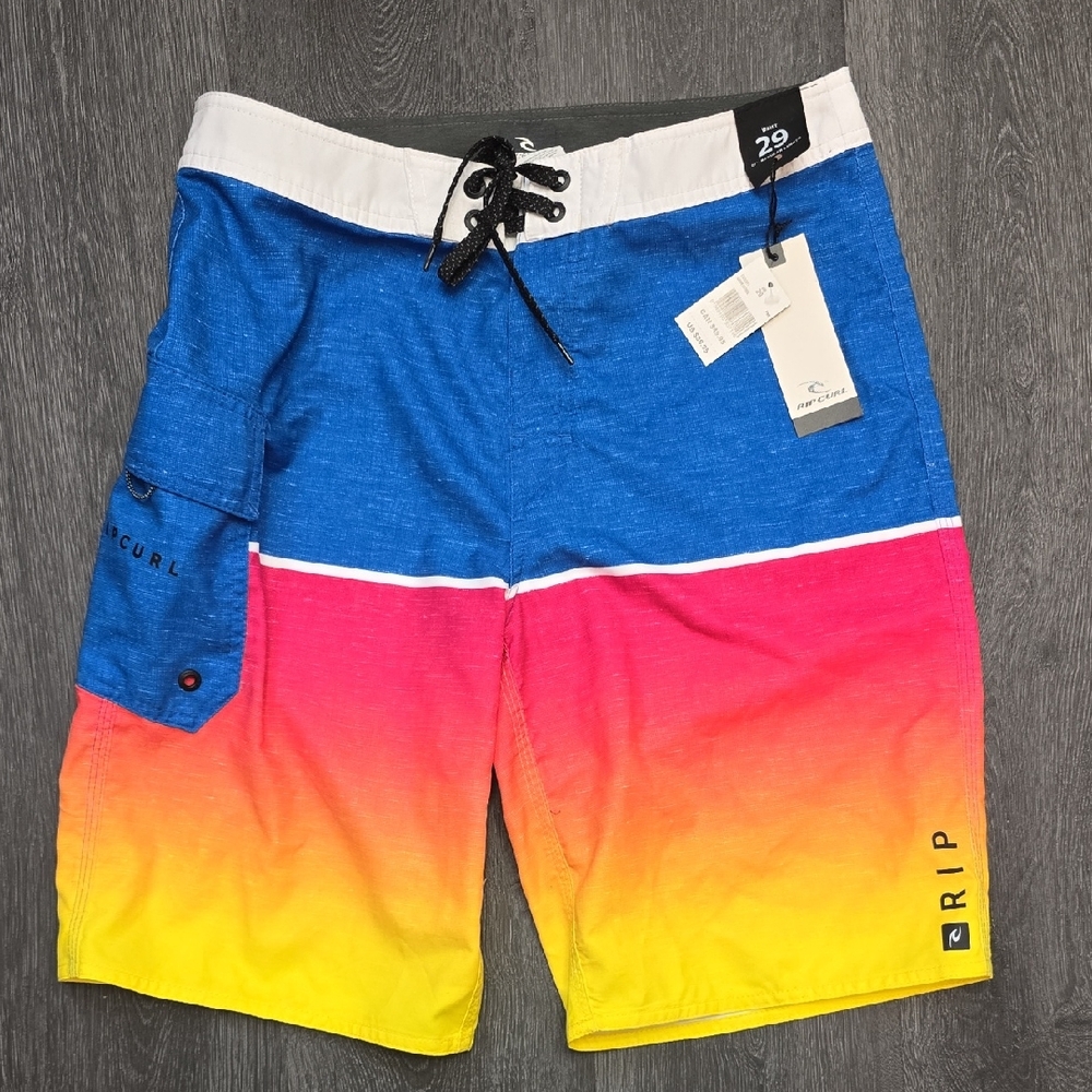 Rip Curl Men's Multicolor Gradient Board Shorts. Size 29 Waist. NWT